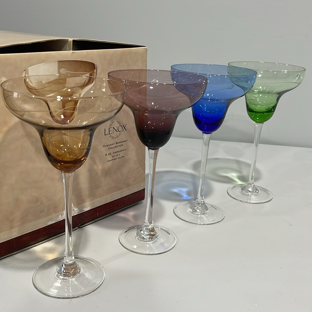 Lenox Tuscany SeasonsMargarita Glasses 8 oz multicolor set of 4 in box